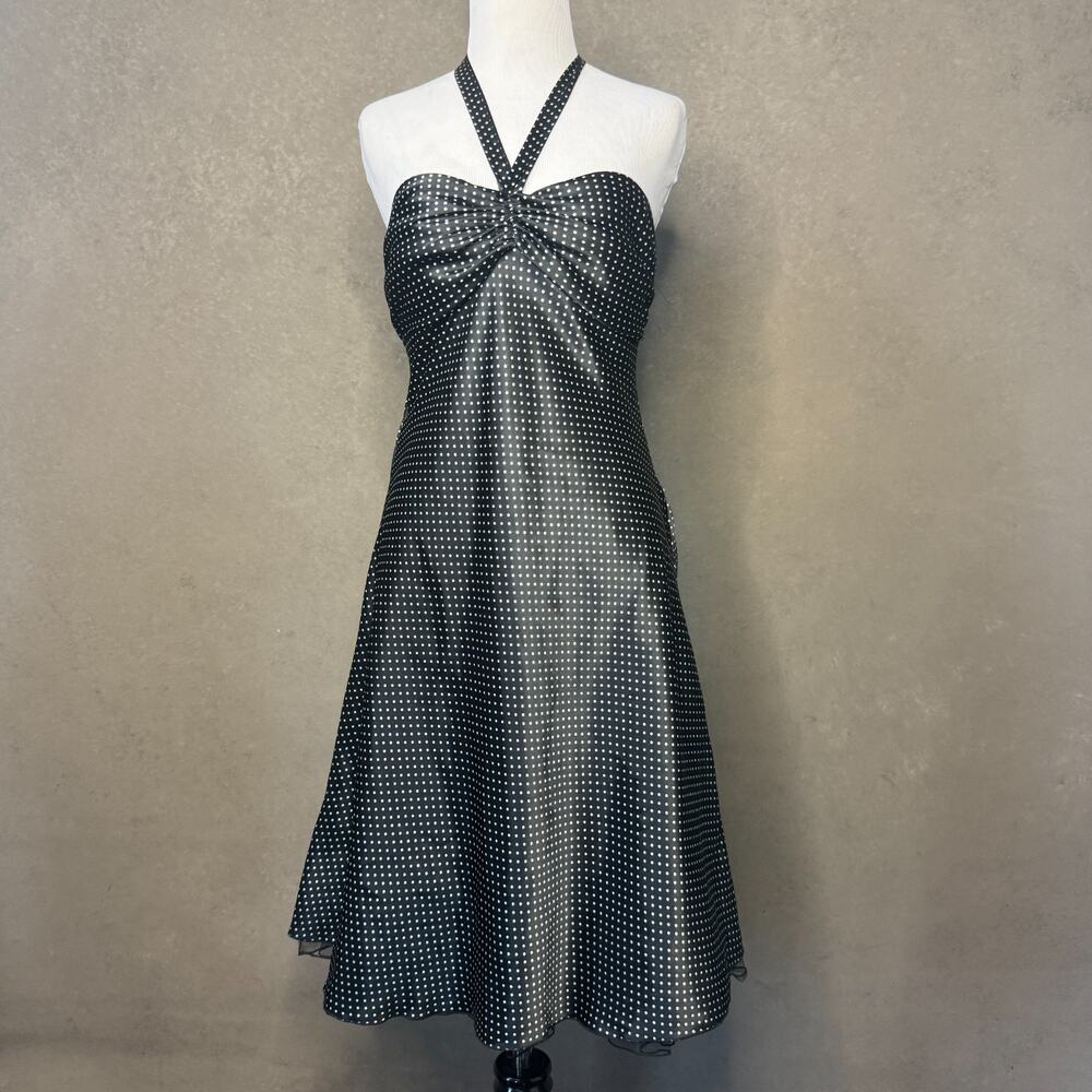Charlotte Russe Vintage 90s Polka Dot Halter Dress Size 7 Y2K